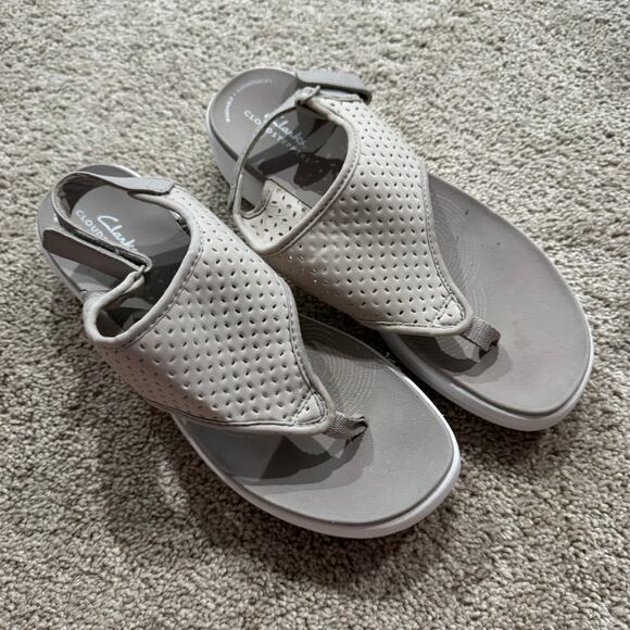 Clarks Drift Flora Light Taupe Sandal (Women Clarks Cloudsteppers Drift Blossom Women\'s Wedge Sandals Light Taupe Size 9